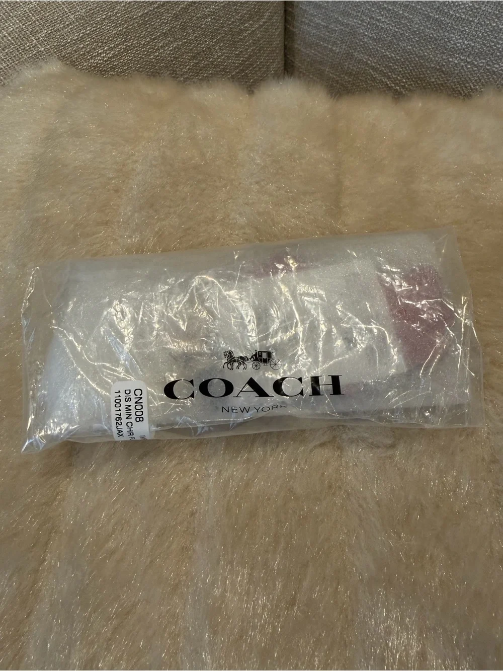 Coach Red Minnie Mouse Leather Charm Keyring with Gold Hardware